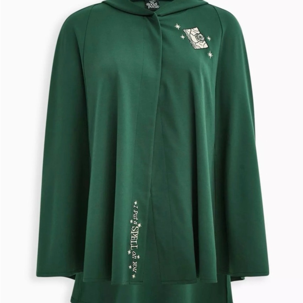 Torrid Green Cape with Embroidered Details
